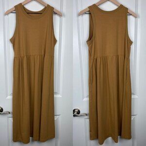 A New Day tan Carmel Midi Dress Cotton Stretch Size Large